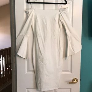 LULUS off the Shoulder white bell sleeve dress